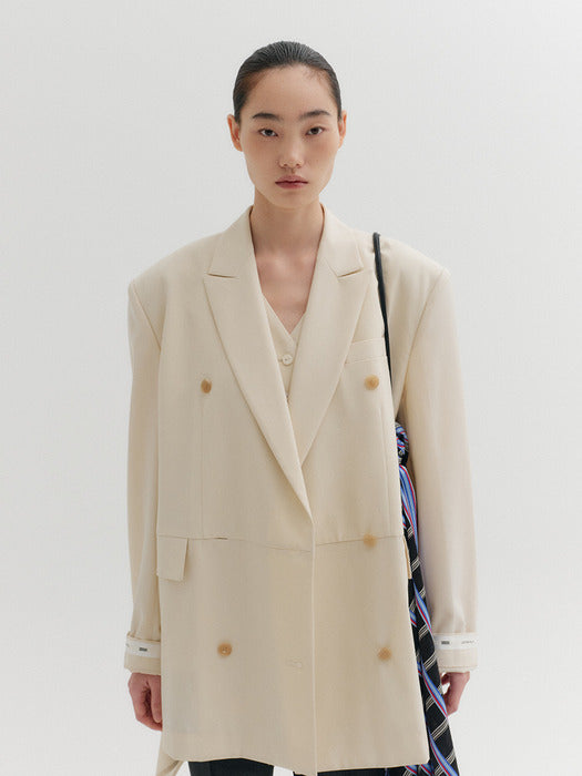 Eenk Back Drape Layered Jacket - Ivory