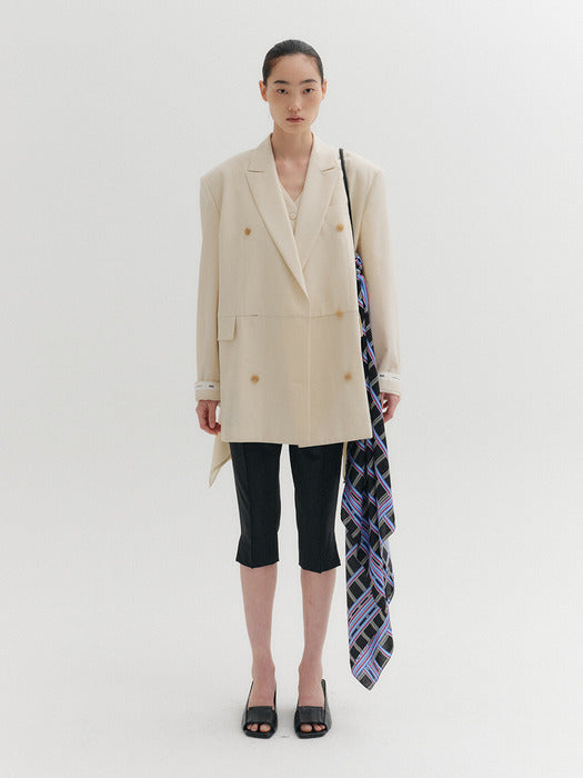 [EENK] Back Drape Layered Jacket - Ivory