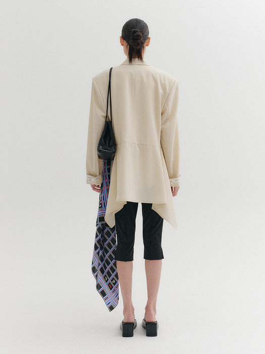 [EENK] Back Drape Layered Jacket - Ivory