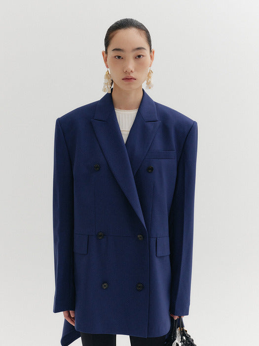Eenk Back Drape Layered Jacket - Navy