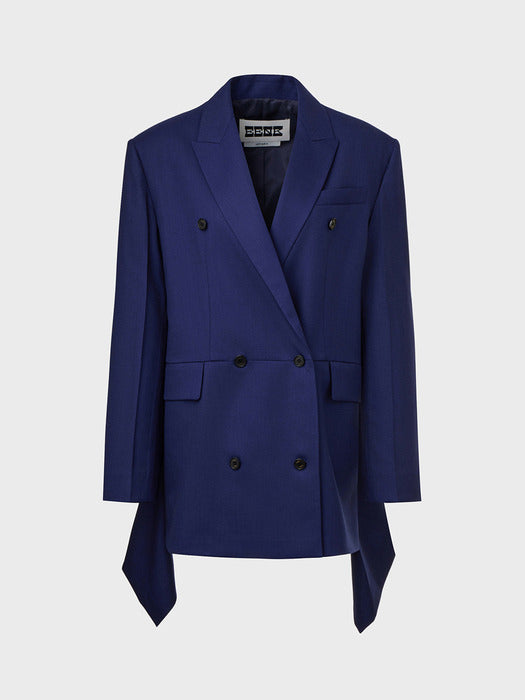 [EENK] Back Drape Layered Jacket - Navy