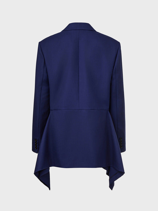 [EENK] Back Drape Layered Jacket - Navy