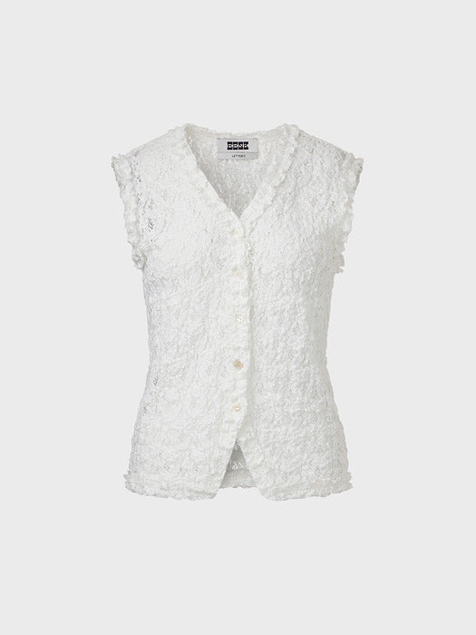Eenk Lace Sleeveless Vest - Ivory