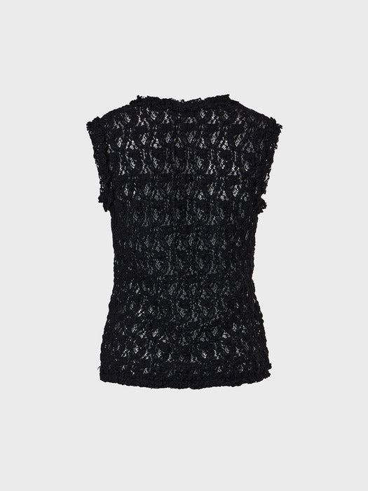 Eenk Lace Sleeveless Vest - Black