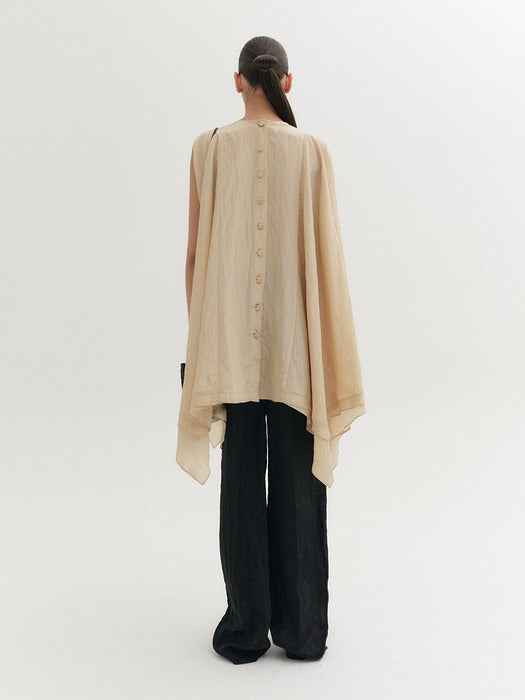 Eenk Drape Sleeveless Blouse - Beige