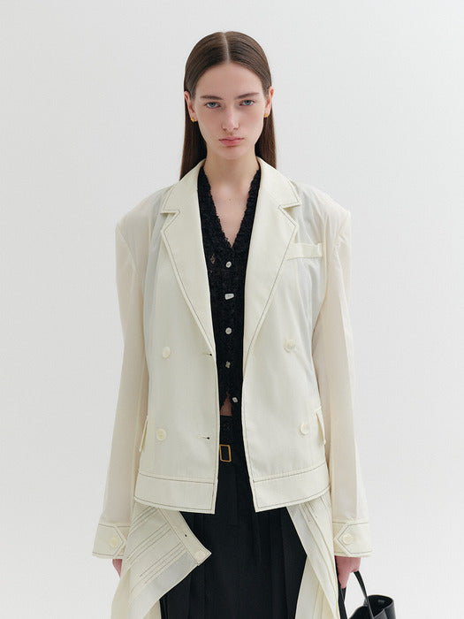 Eenk Convertible Pleated Hem Jacket - Ivory