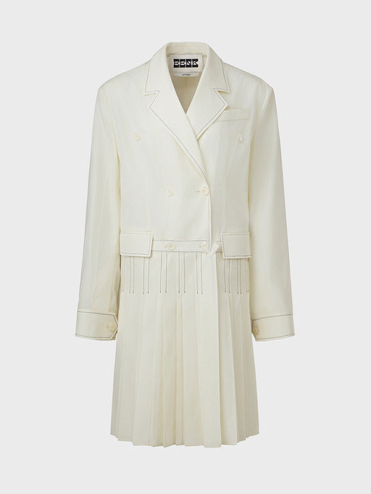 Eenk Convertible Pleated Hem Jacket - Ivory