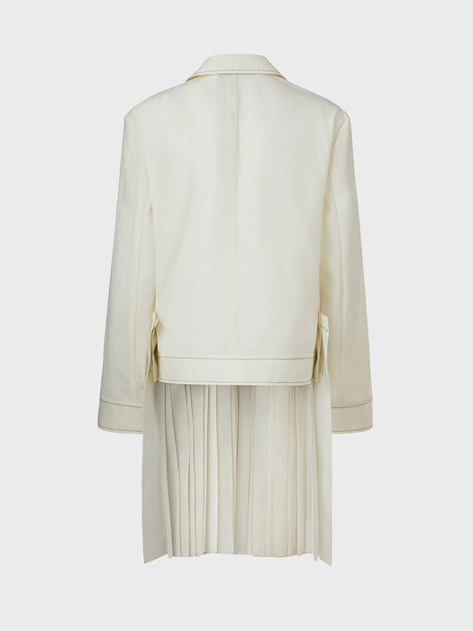Eenk Convertible Pleated Hem Jacket - Ivory