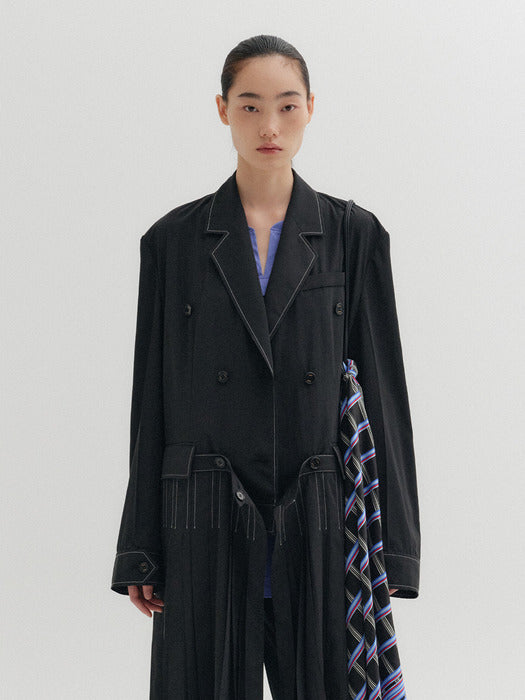 Eenk Convertible Pleated Hem Jacket - Black