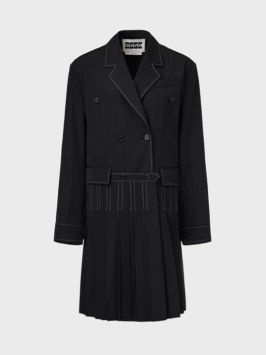 Eenk Convertible Pleats Hem Jacket - Black