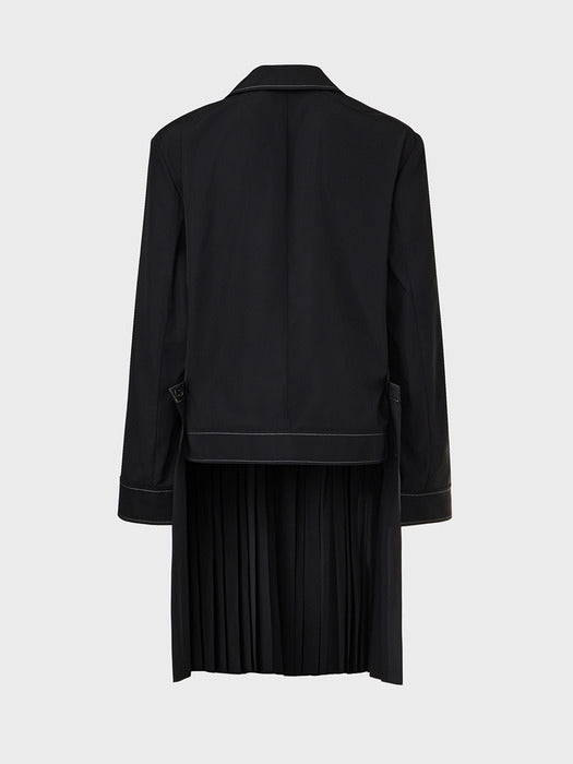Eenk Convertible Pleats Hem Jacket - Black