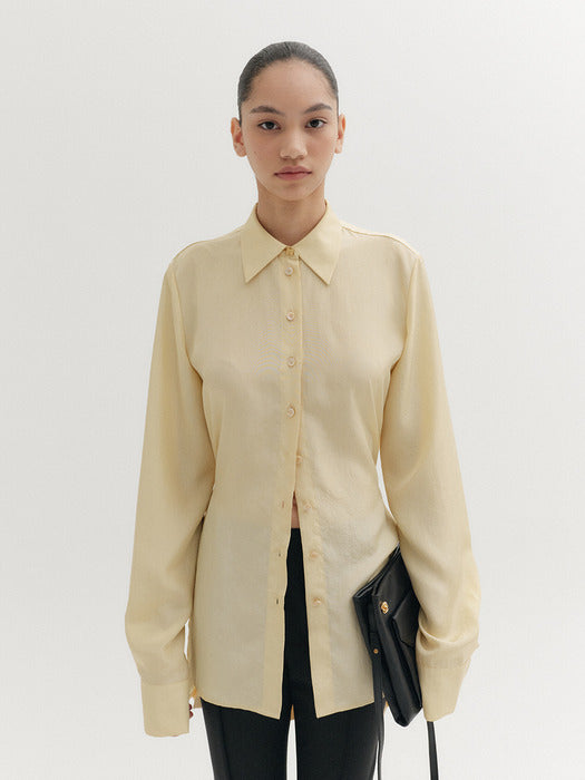 [EENK] Pleated Layered Shirt - Cream