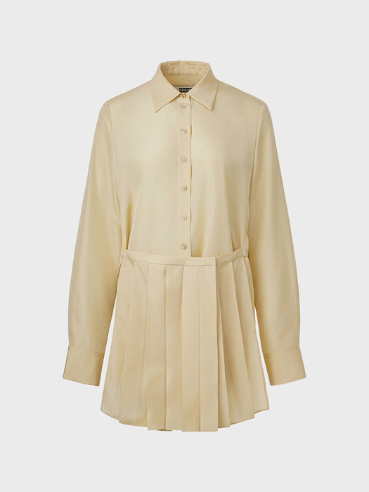 [EENK] Pleated Layered Shirt - Cream