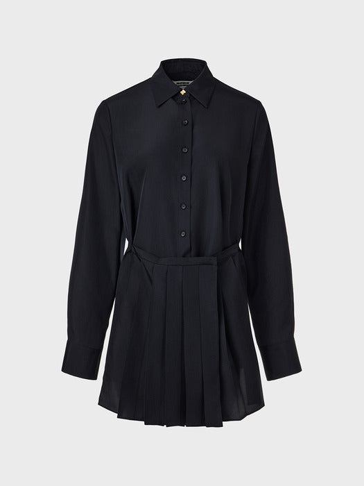 Eenk Pleats Layered Shirt - Black
