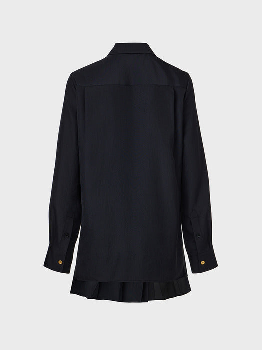 Eenk Pleats Layered Shirt - Black