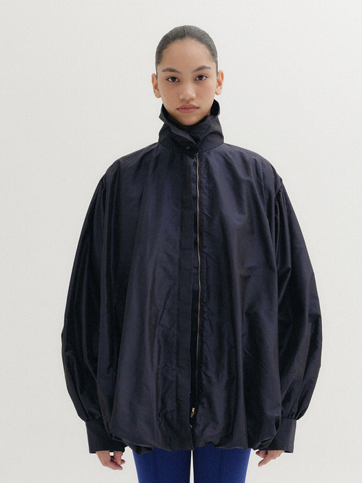 Eenk High-Neck Volume Jumper - Navy
