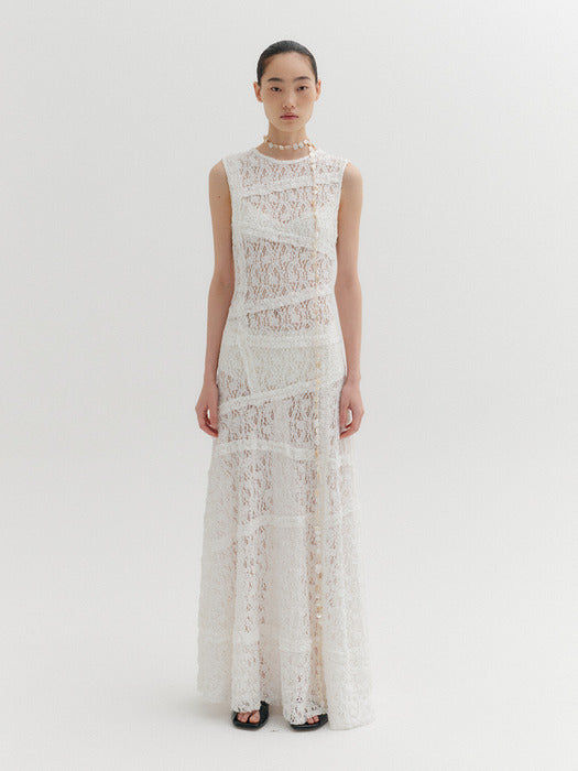 Eenk Lace Panel Maxi Dress - Ivory