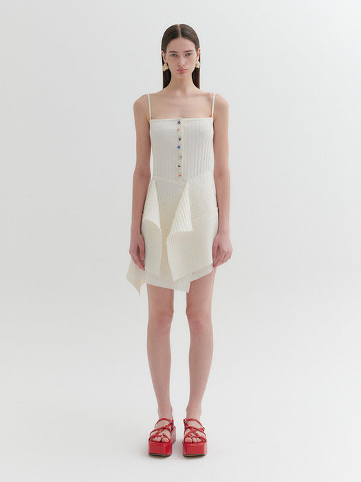 Eenk Pleated Button-Up Dress - Ivory