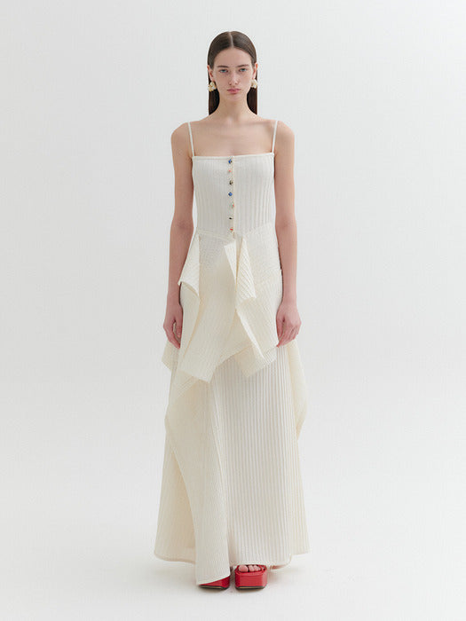 Eenk Pleated Button-Up Dress - Ivory