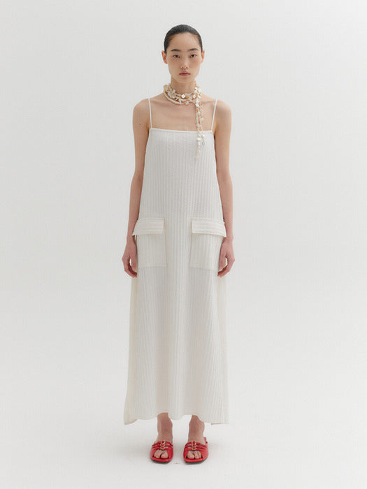 Eenk Pleats Apron Dress - Ivory