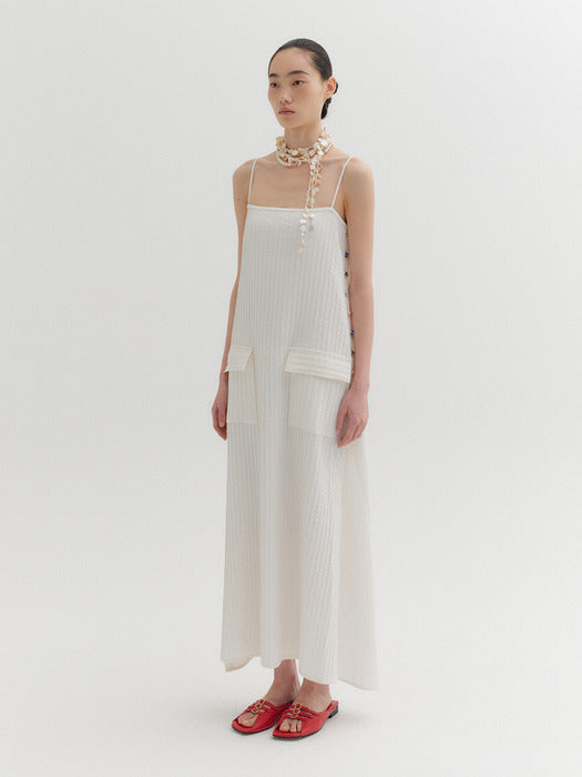 Eenk Pleats Apron Dress - Ivory