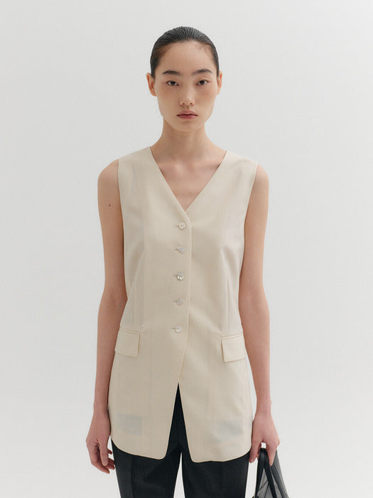 Eenk Back Strap Tailored Vest - Ivory