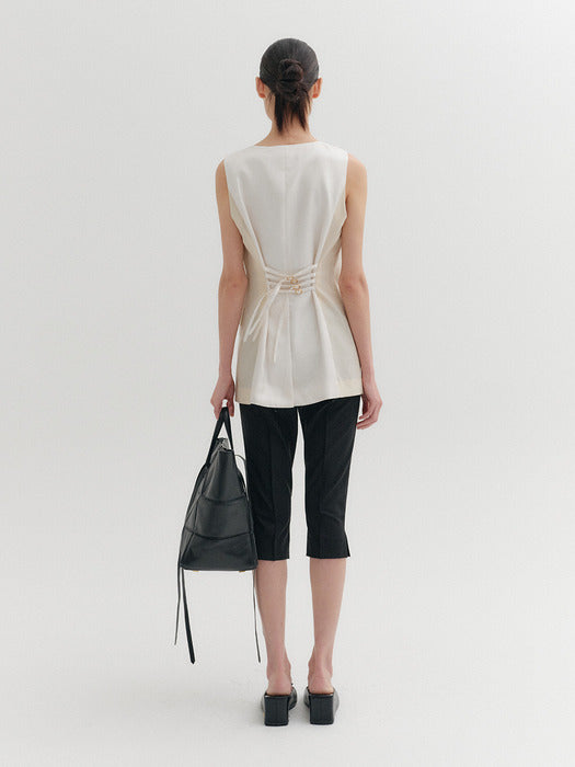 Eenk Back Strap Tailored Vest - Ivory