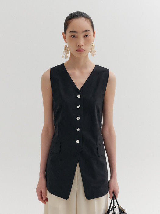 Eenk Back Strap Tailored Vest - Black