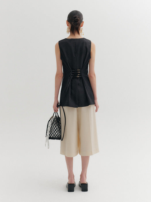 [EENK] Back Strap Tailored Vest - Black