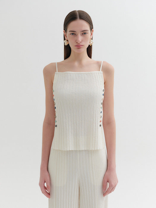 Eenk Pleated Button Top - Ivory