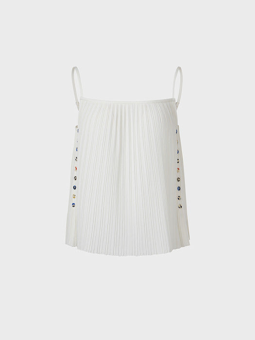 Eenk Pleated Button Top - Ivory