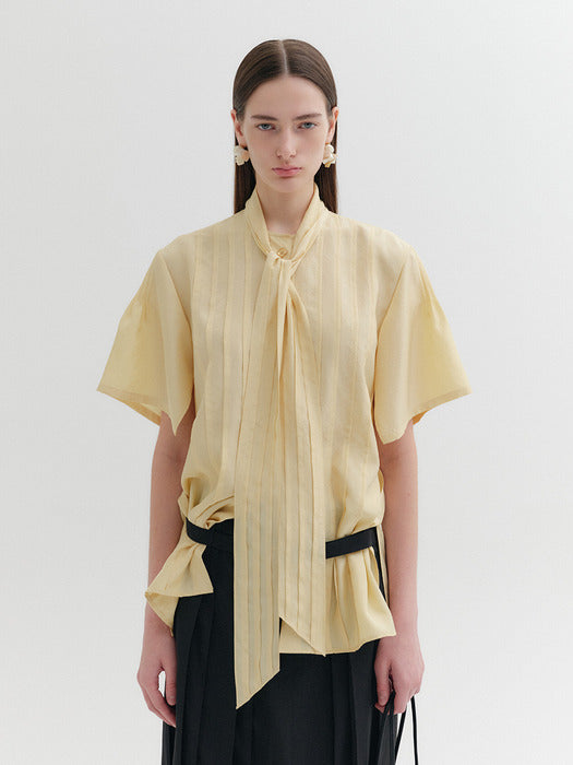 Eenk Scarf Layered Blouse - Cream