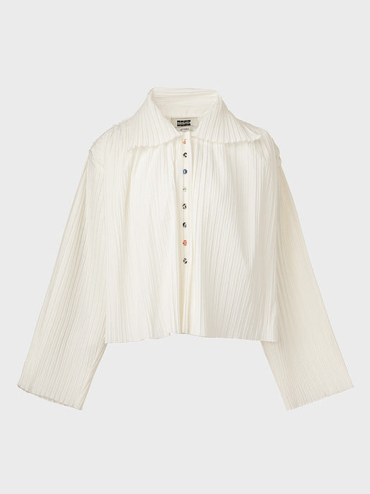 Eenk Pleats Button Up Shirt - Ivory