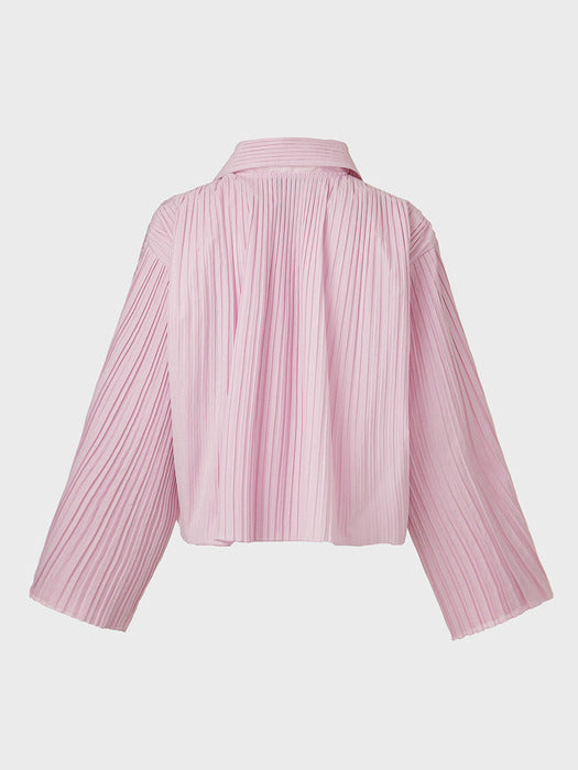 [EENK] Pleats Button Up Shirt - Pink