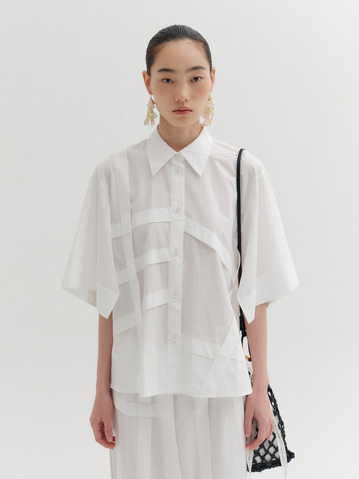 [EENK] Panel Detail Shirt - White