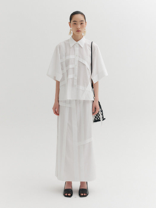 [EENK] Panel Detail Shirt - White
