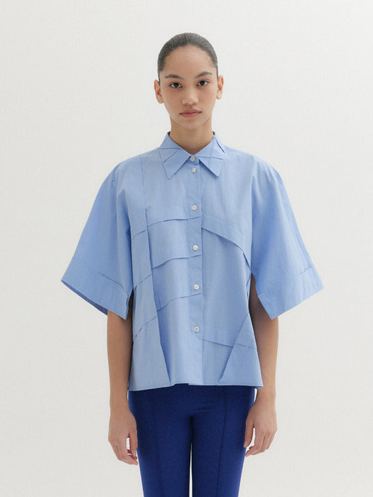 Eenk Panel Detail Shirt - Light Blue
