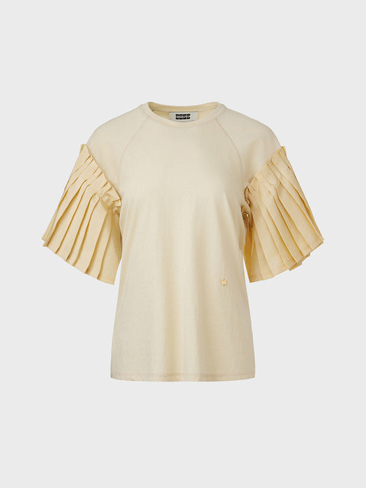 Eenk Pleats Sleeve T-shirt - Cream