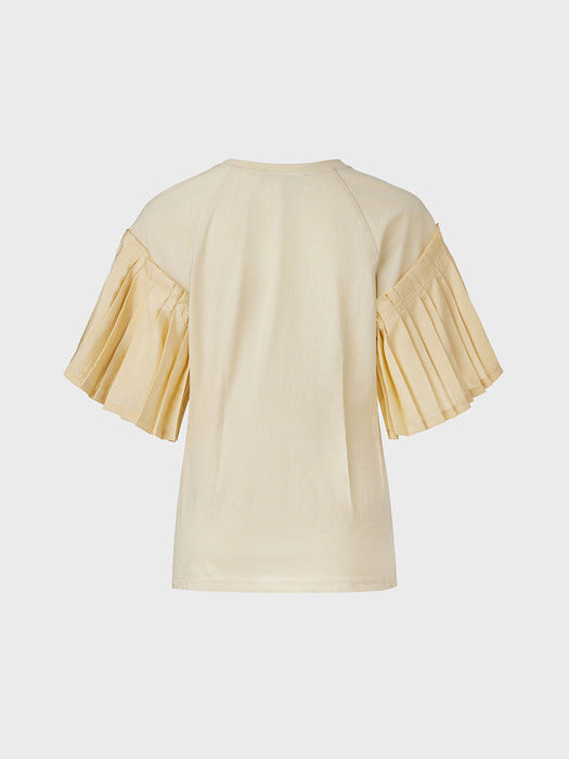 Eenk Pleats Sleeve T-shirt - Cream