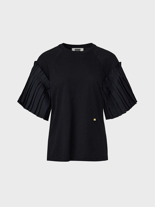 Eenk Pleats Sleeve T-shirt - Black