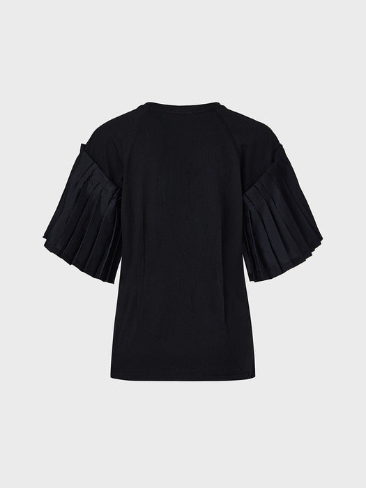Eenk Pleats Sleeve T-shirt - Black