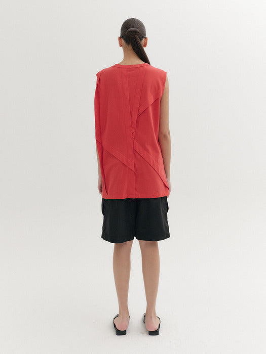 Eenk Panel Detail Sleeveless Top - Red