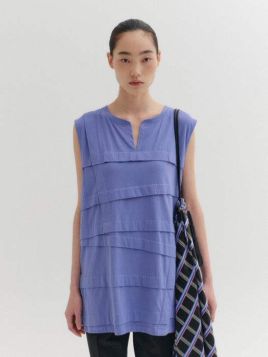 Eenk Panel Detail Sleeveless Top - Purple