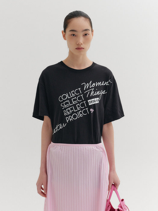 Eenk Lettering Short Sleeve T-shirt - Black