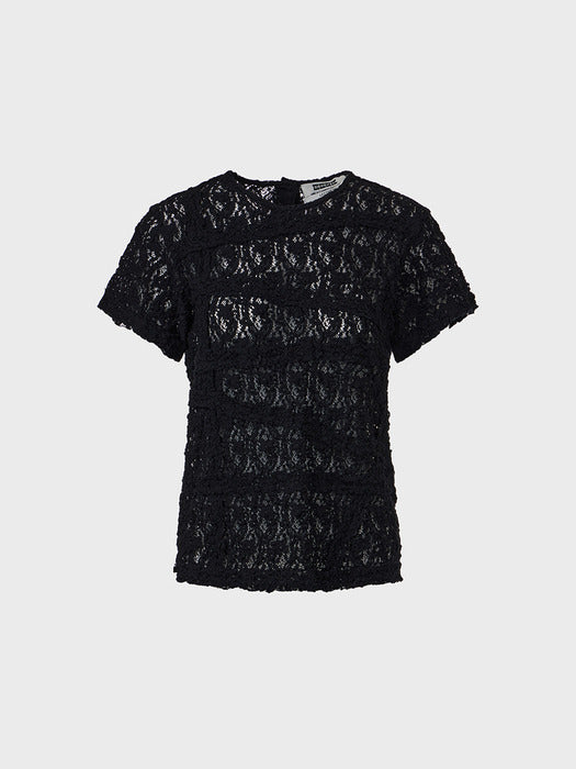 Eenk Lace Panel Detail T-shirt - Black