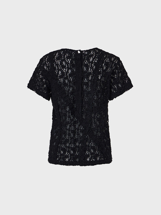 Eenk Lace Panel Detail T-shirt - Black