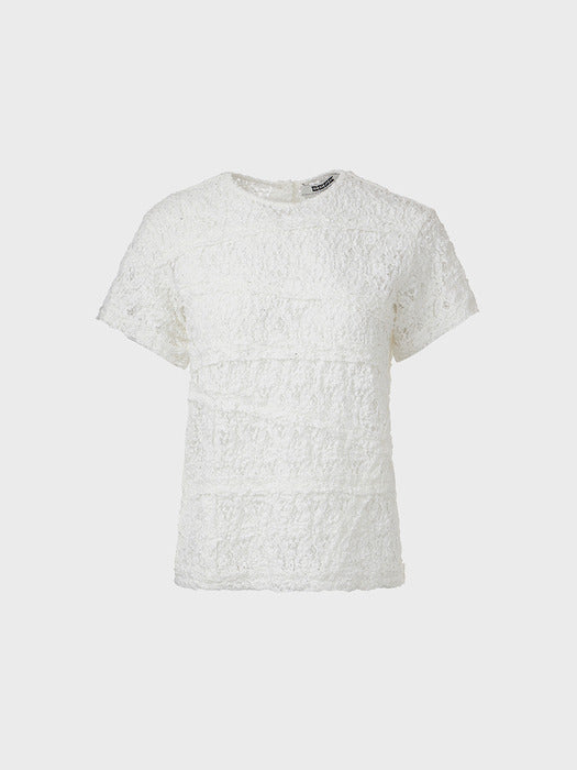 Eenk Lace Panel Detail T-shirt - Ivory