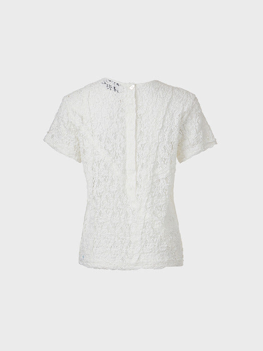 Eenk Lace Panel Detail T-shirt - Ivory
