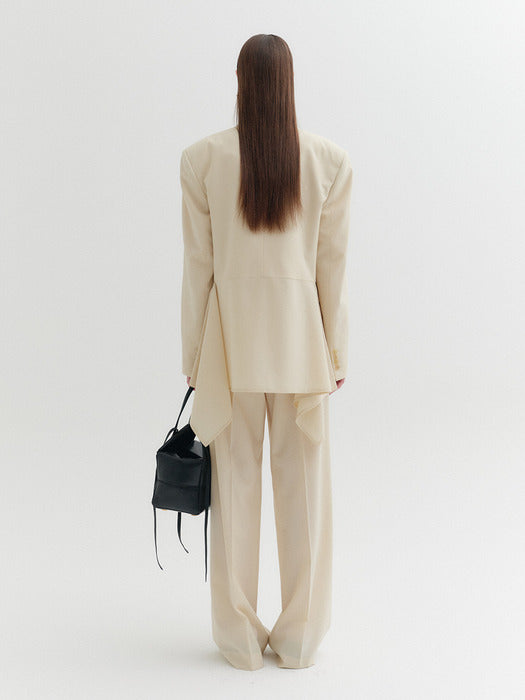 Eenk Waist Lettering Wide Pants - Ivory