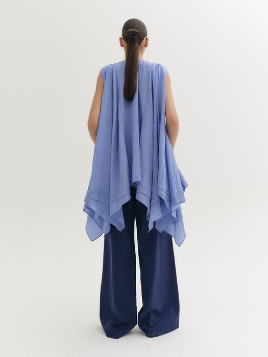 Eenk Waist Lettering Wide Pants - Navy